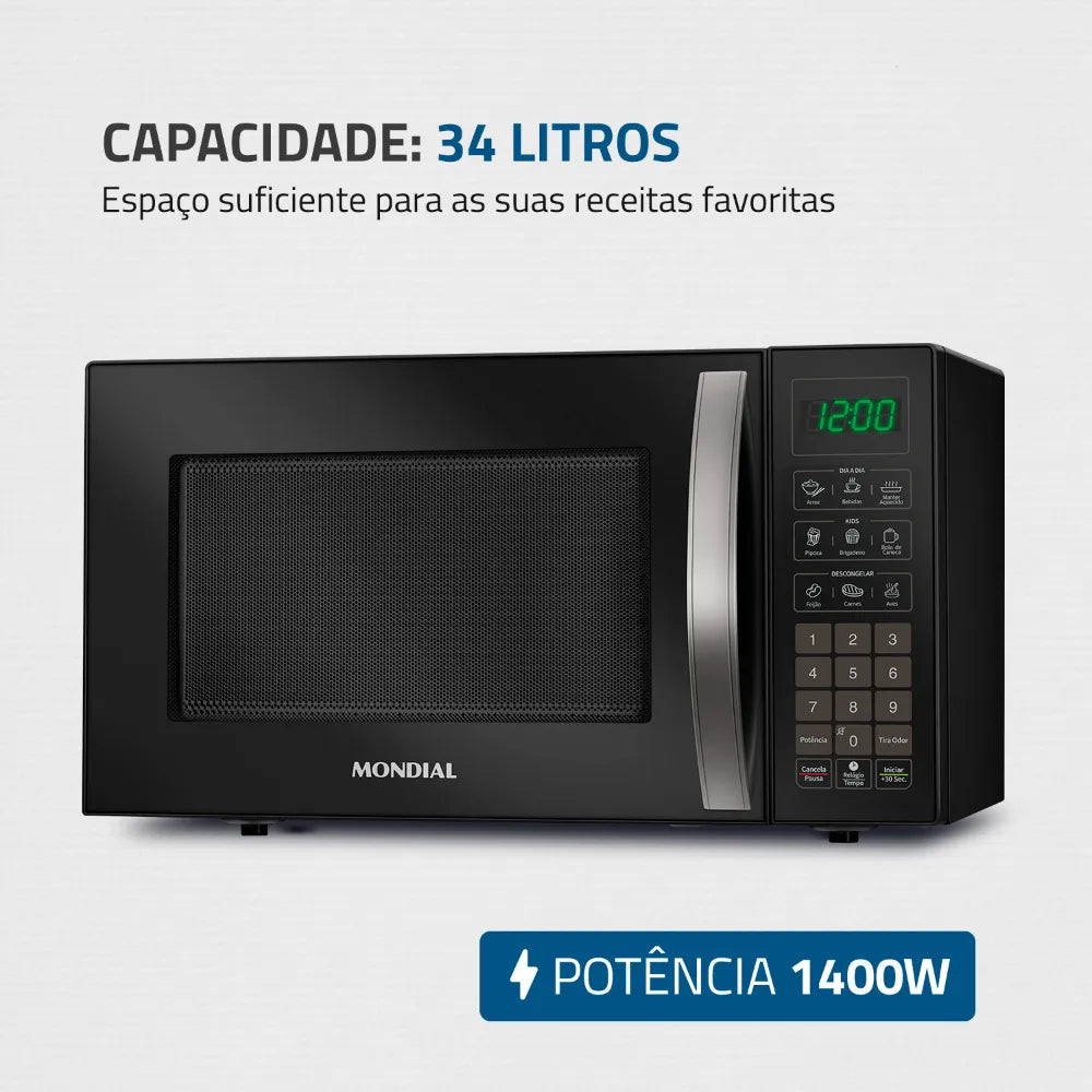 Micro-ondas Mondial MO-02-34-B 34L Aço Galvanizado 1400W