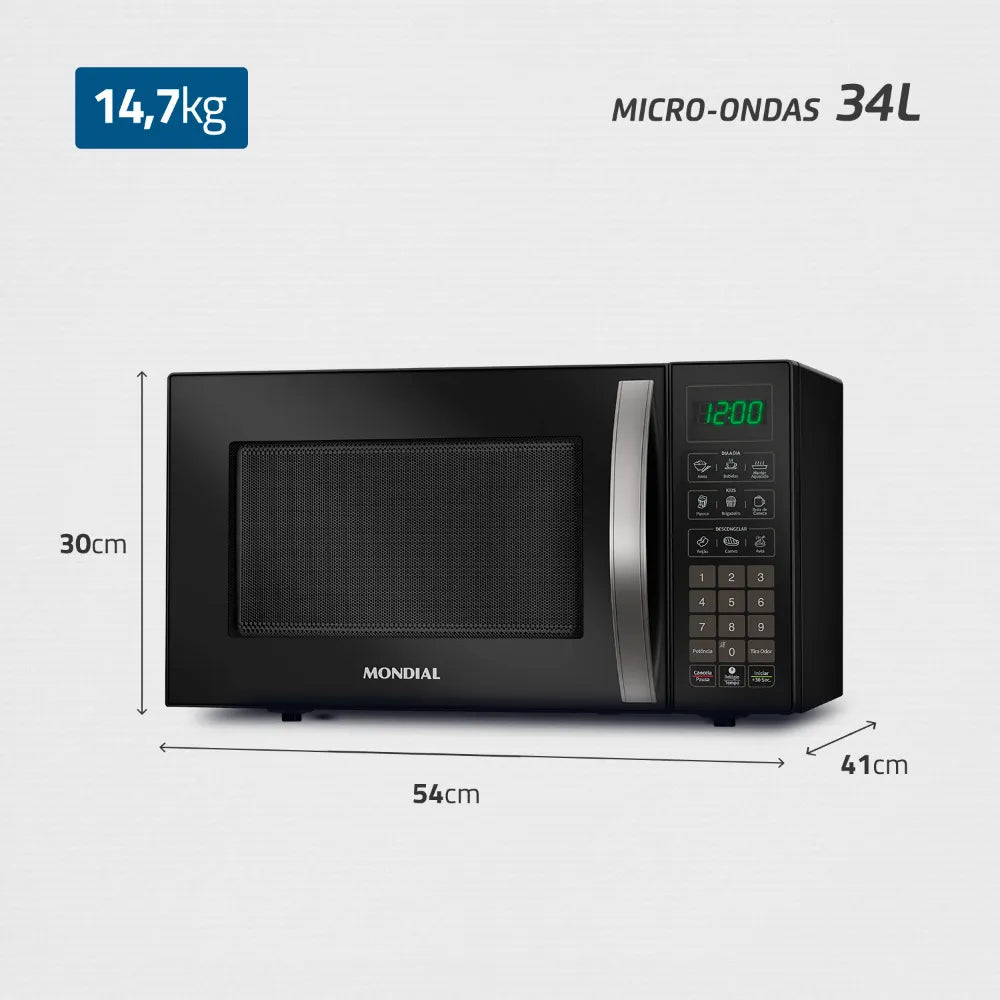 Micro-ondas Mondial MO-02-34-B 34L Aço Galvanizado 1400W