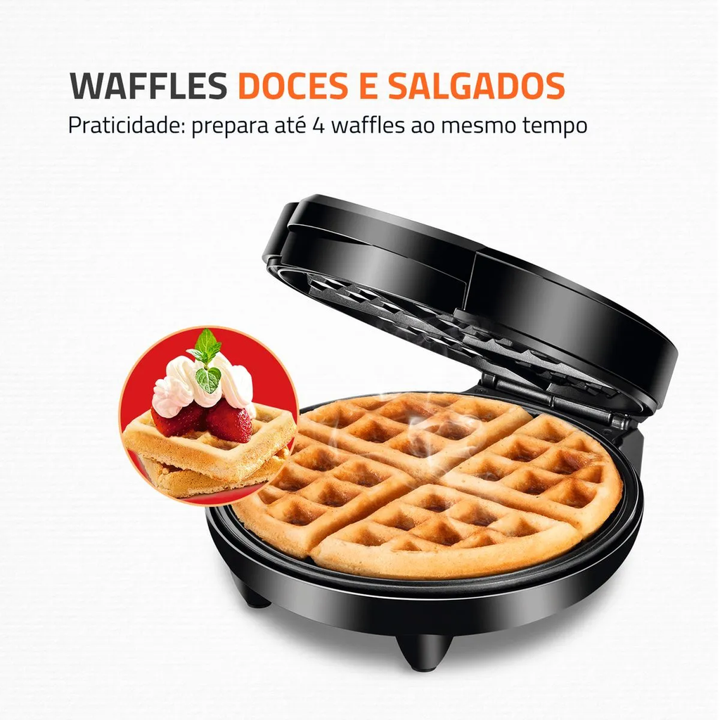 Máquina De Waffle Mondial Antiaderente Pratic GW-01 1200W