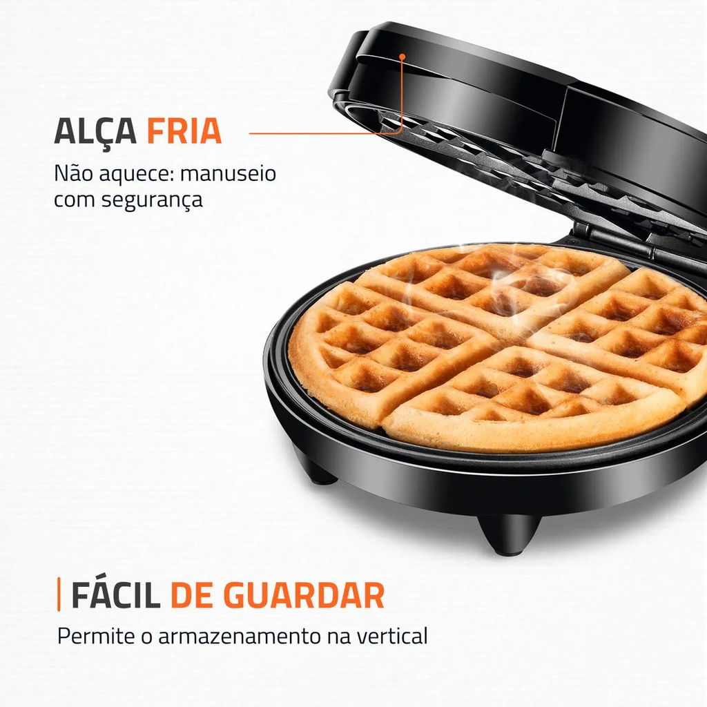 Máquina De Waffle Mondial Antiaderente Pratic GW-01 1200W
