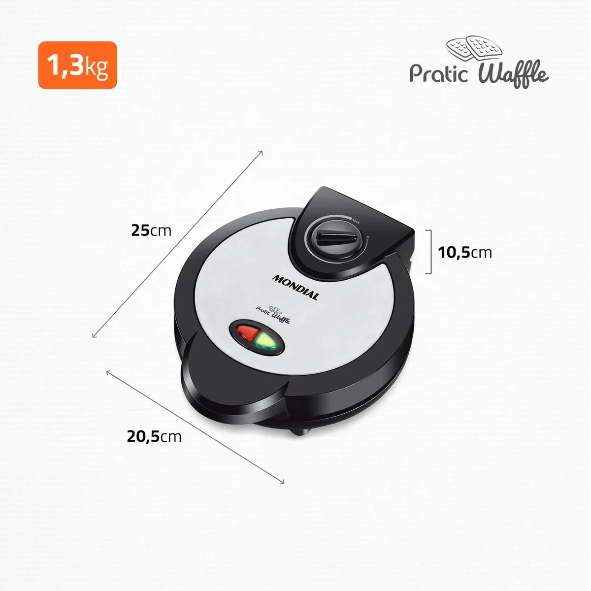 Máquina De Waffle Mondial Antiaderente Pratic GW-01 1200W