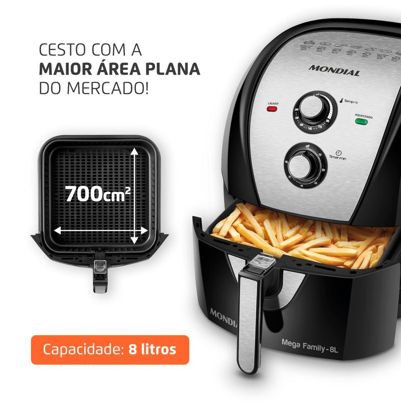 Fritadeira Eletrica Air Fryer Mondial AFN‑80‑BI 8L 1900W