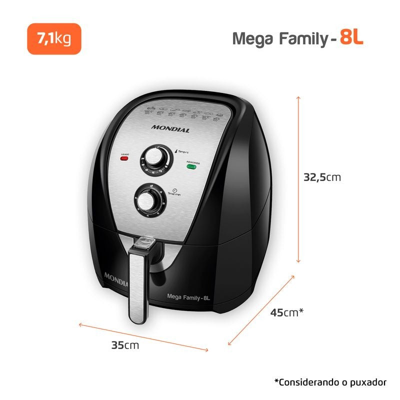 Fritadeira Eletrica Air Fryer Mondial AFN‑80‑BI 8L 1900W