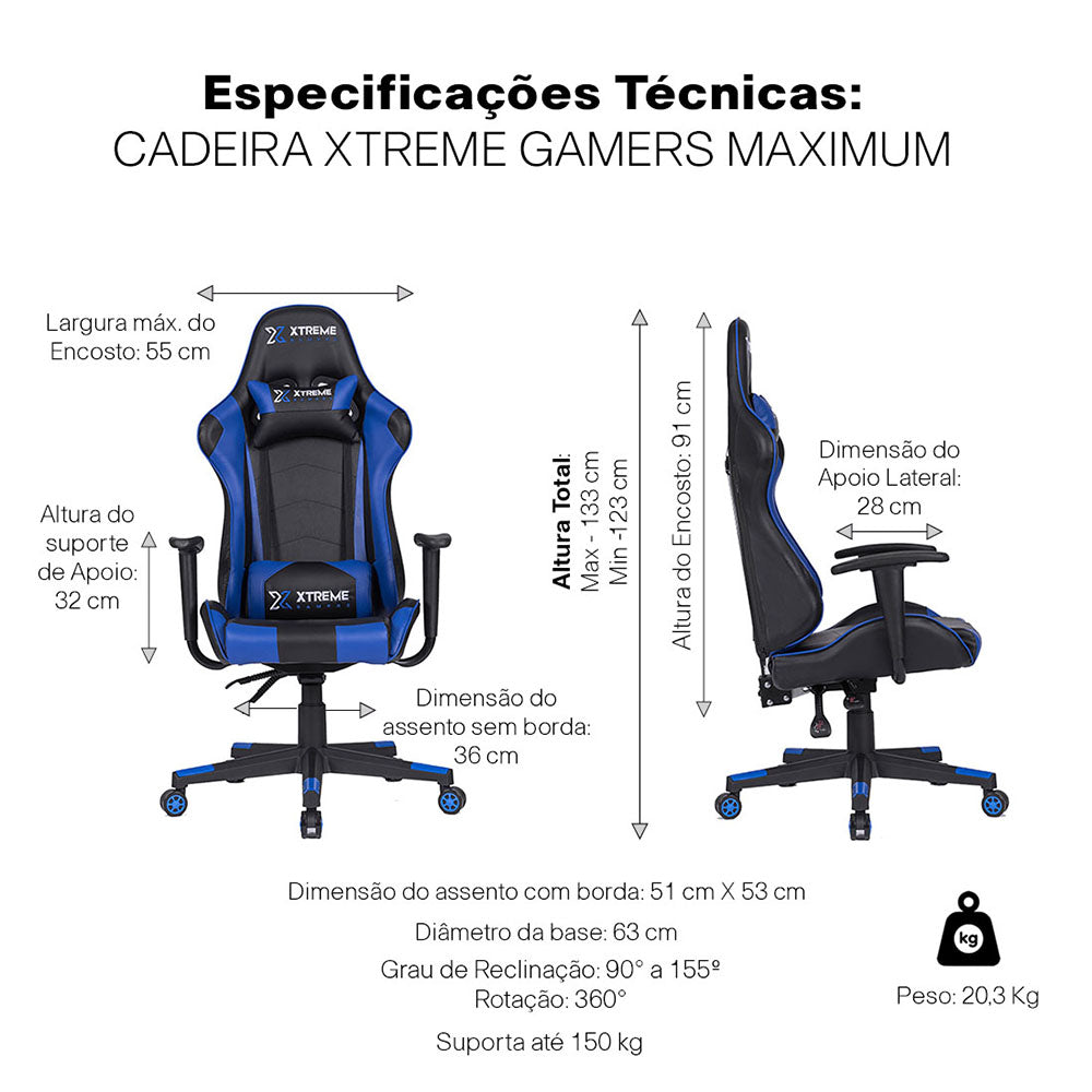 Cadeira Gamer Conthey Xtreme Maximum Ergonômica Reclinável