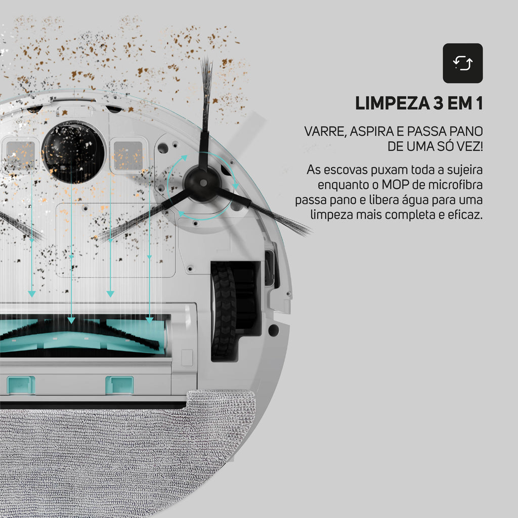 Robô Aspirador Pó Wap Robot W1000 Inteligente Bivolt 40W