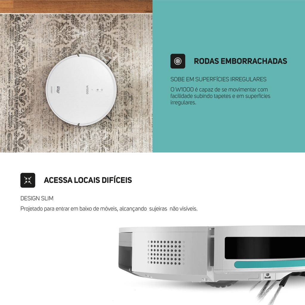 Robô Aspirador Pó Wap Robot W1000 Inteligente Bivolt 40W
