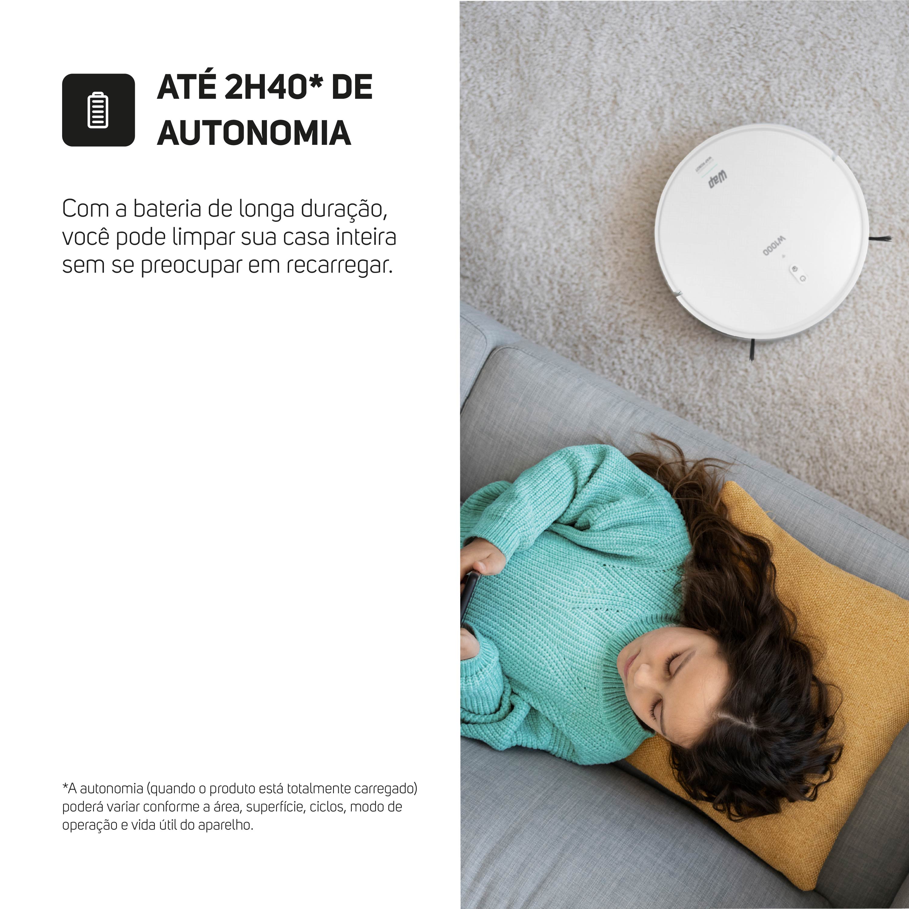 Robô Aspirador Pó Wap Robot W1000 Inteligente Bivolt 40W