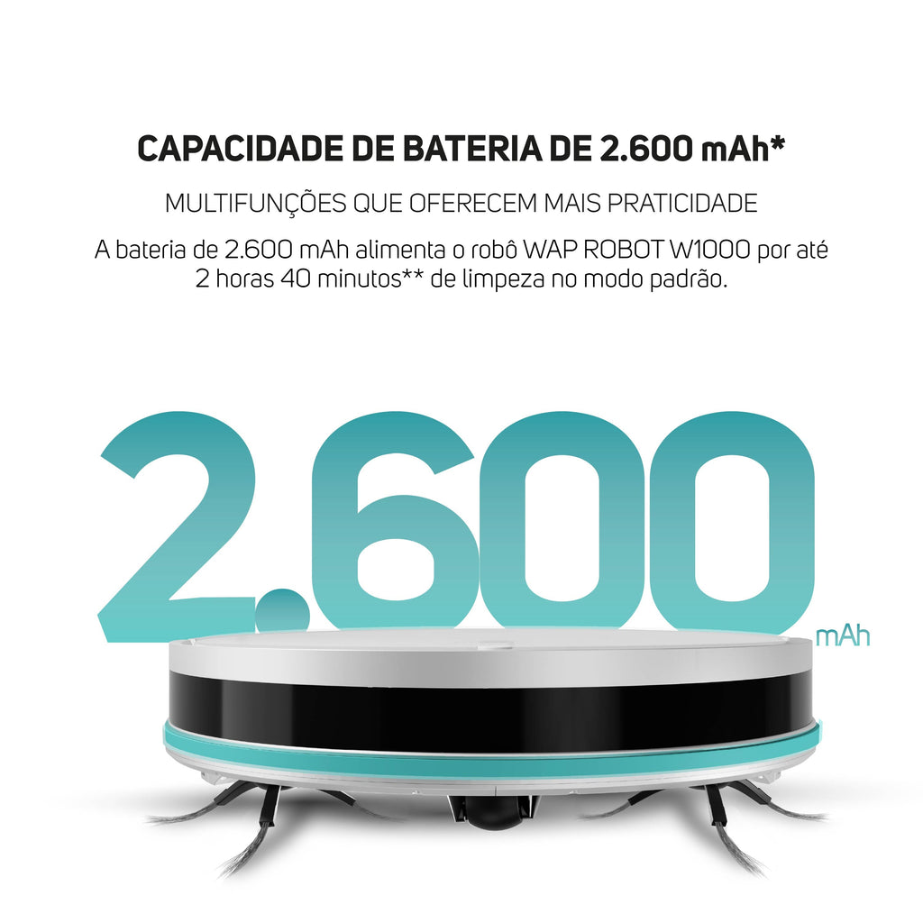 Robô Aspirador Pó Wap Robot W1000 Inteligente Bivolt 40W