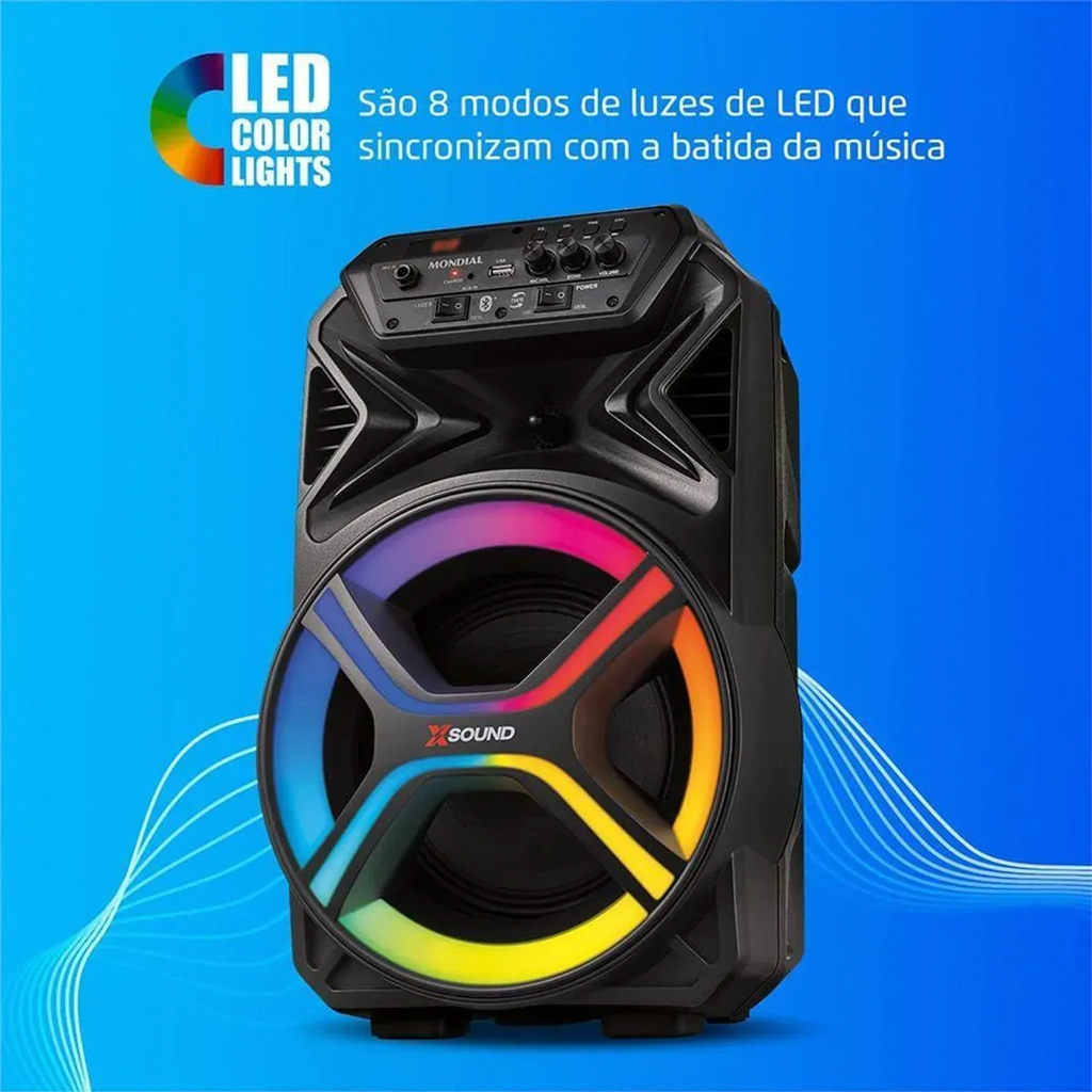 Caixa de Som Amplificadora Mondial CM-400-L com Led 400W