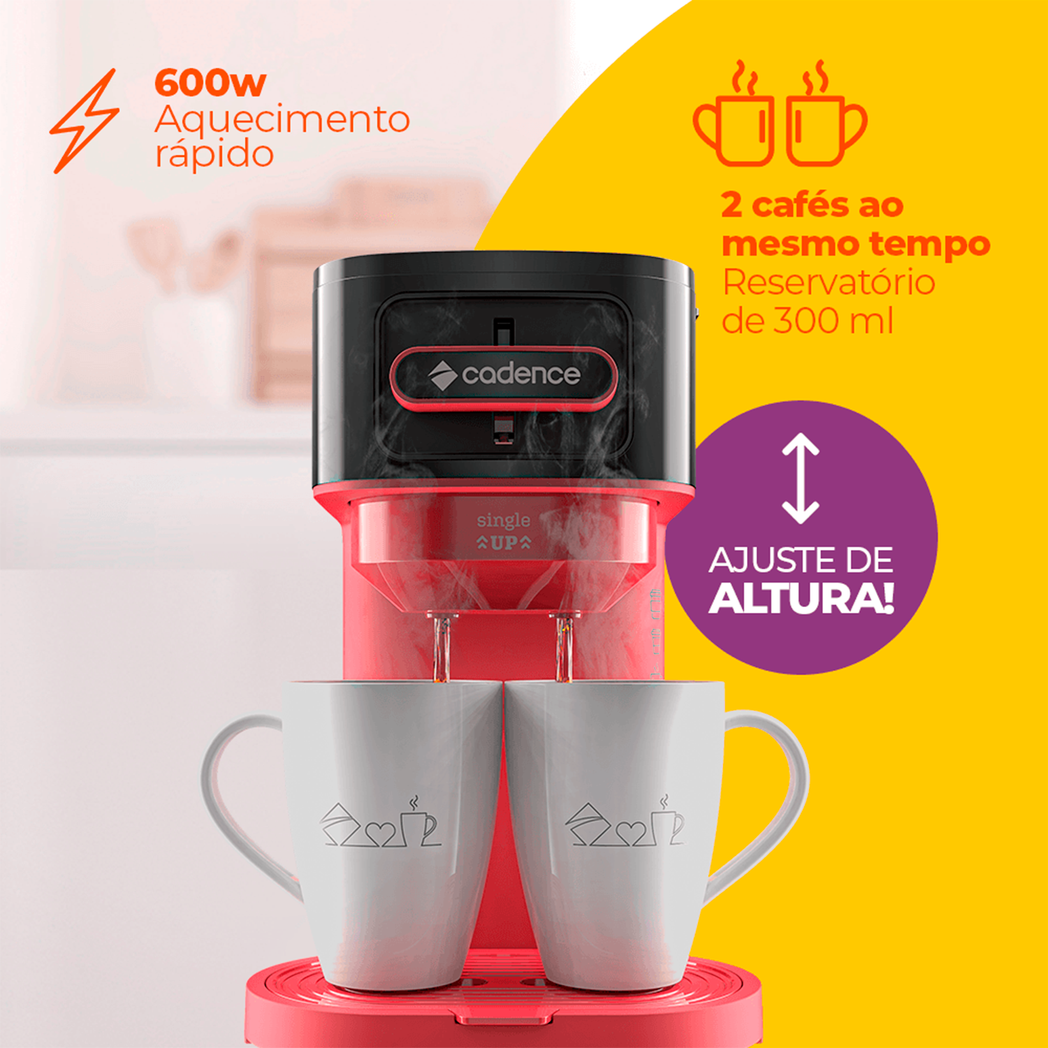 Cafeteira Elétrica Cadence Single Up Caf230 600w 2 Xicaras