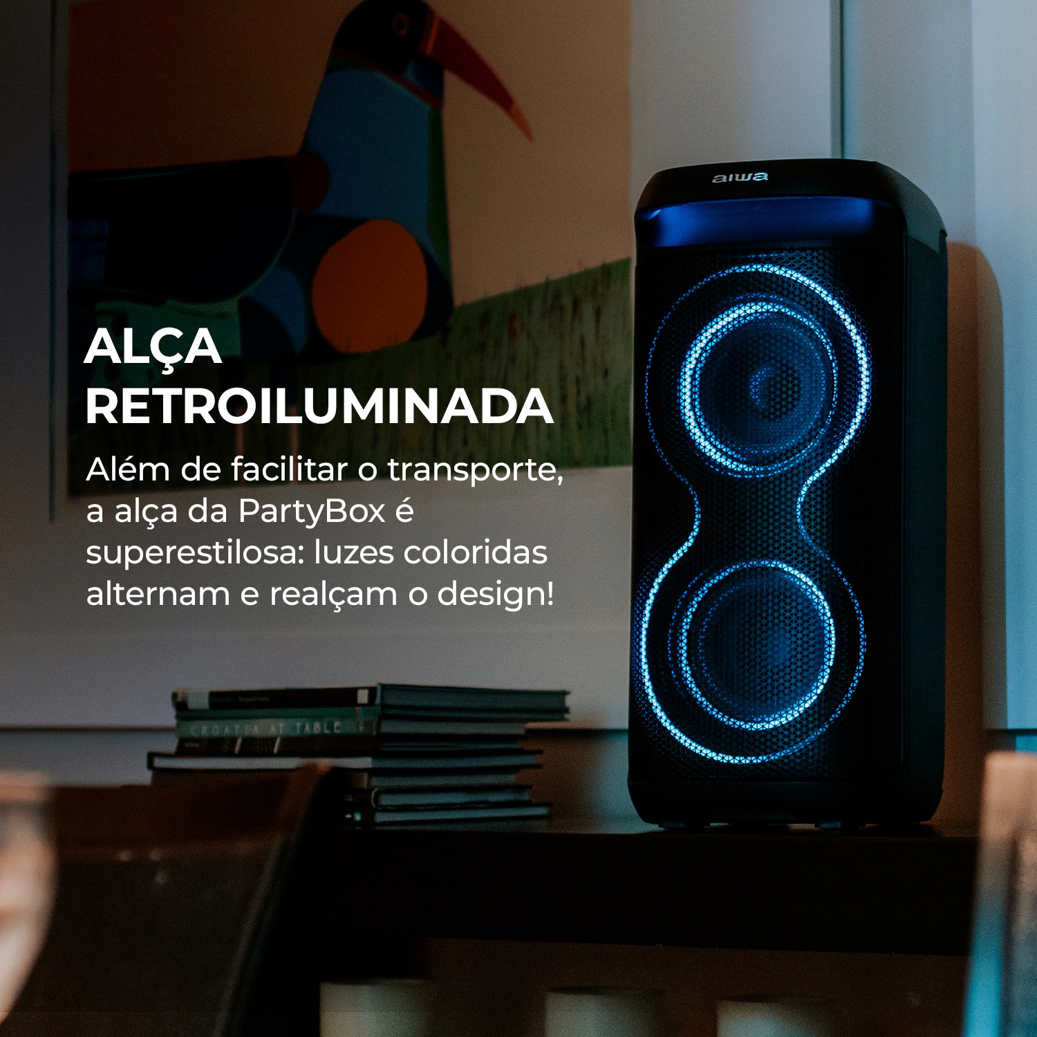 Caixa De Som Amplificada Party Box Aiwa Aws-pb-08 Bluetooth