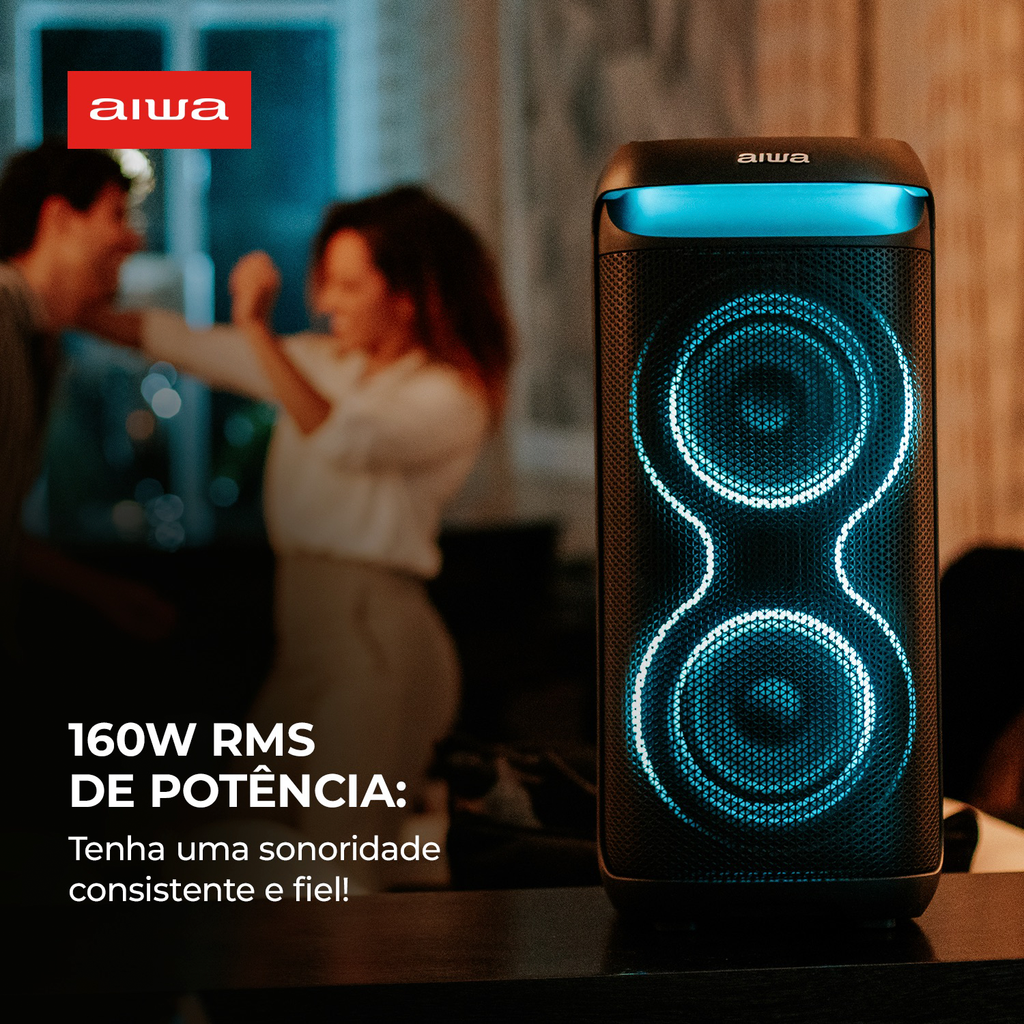 Caixa De Som Amplificada Party Box Aiwa Aws-pb-08 Bluetooth