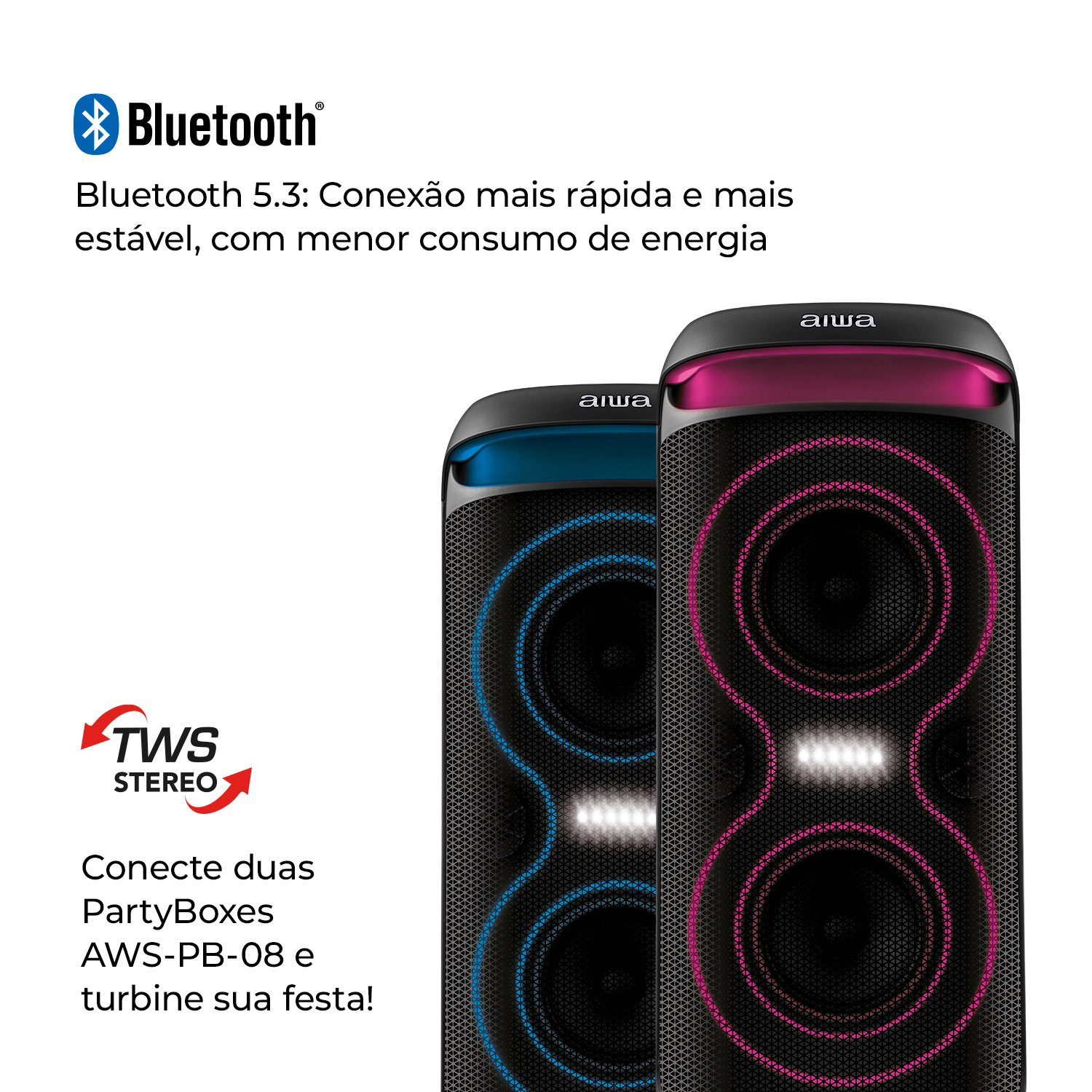 Caixa De Som Amplificada Party Box Aiwa Aws-pb-08 Bluetooth