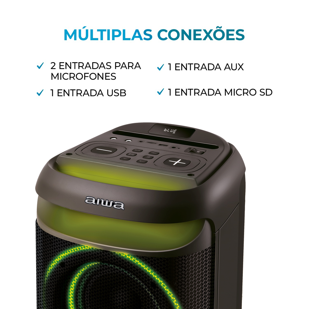 Caixa De Som Amplificada Party Box Aiwa Aws-pb-08 Bluetooth