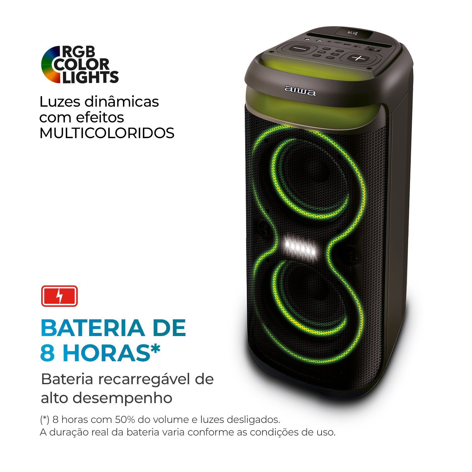 Caixa De Som Amplificada Party Box Aiwa Aws-pb-08 Bluetooth