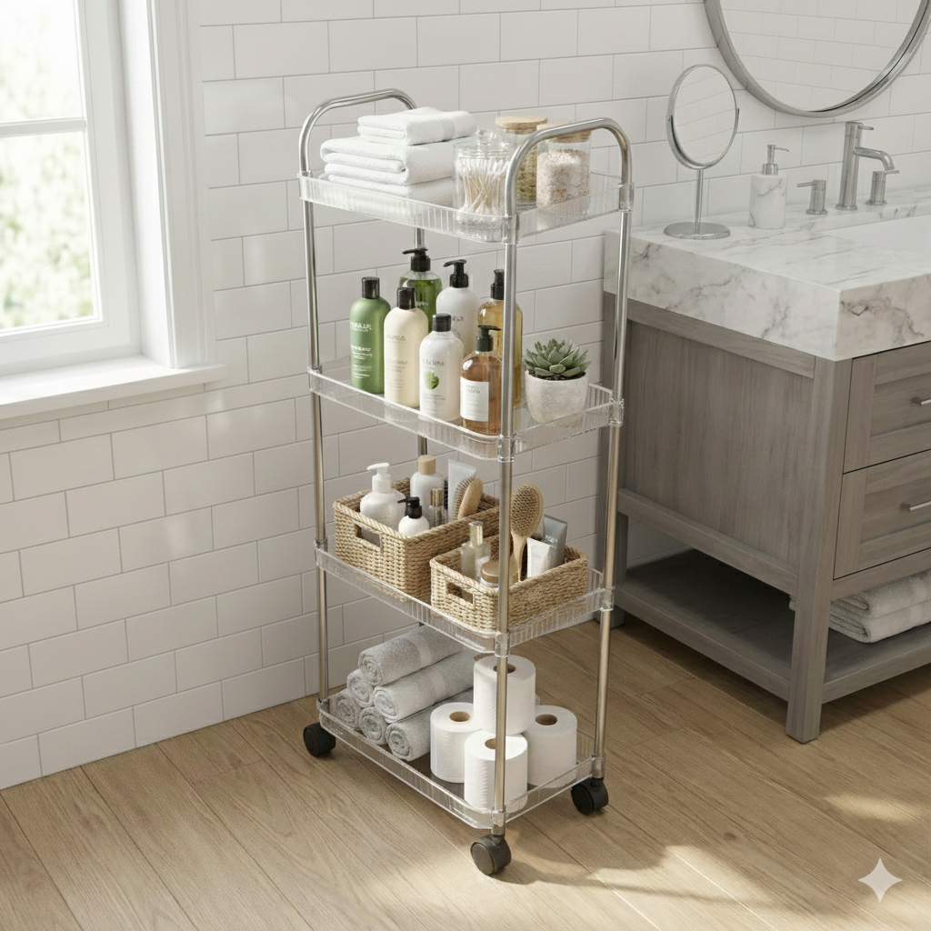 Carrinho Multiuso Conthey 4 Prateleiras Acrílico Rodinhas