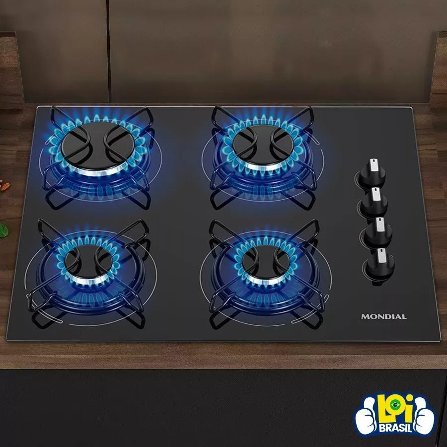 Fogão Cooktop a Gás Mondial CTG-01 Preto e Inoxidável 127V/220V