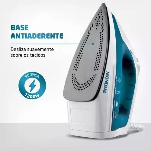 Ferro A Vapor Azul/branco 1200w F-32 Mondial Cor Azul 110v