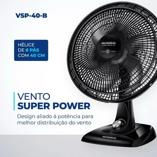 Ventilador Mondial Super Power Vsp-40-b 40cm Com 6 Pás