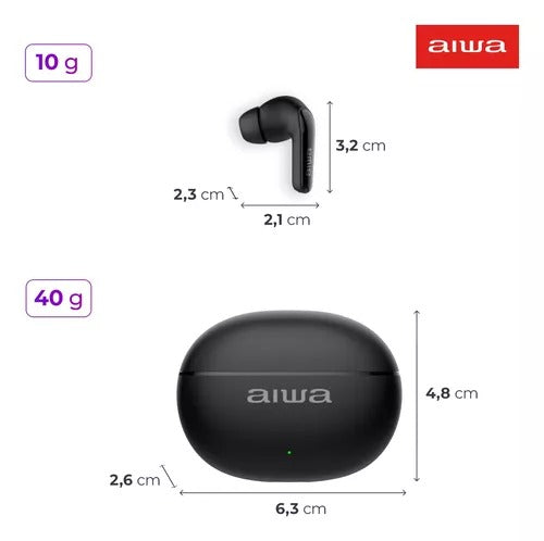 Fone De Ouvido Eardbud Aiwa Ws-eb-04-b Bluetooth Ipx4 Anc