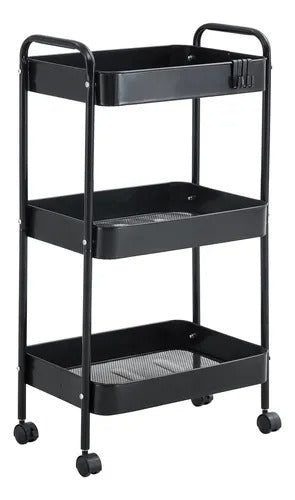 Carrinho Organizador Gala Em Metal 3 Divisórias Com Rodas