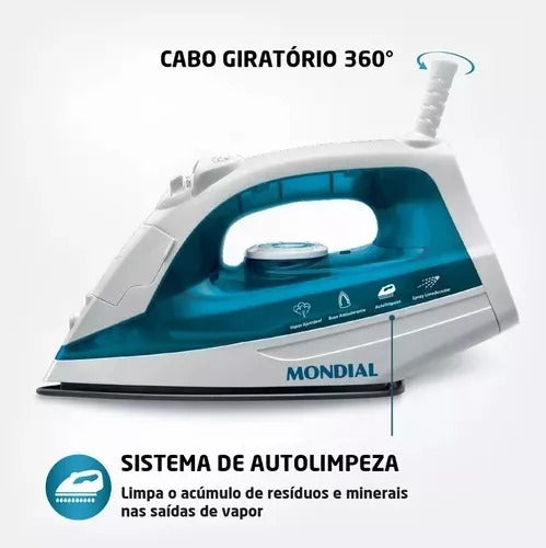 Ferro A Vapor Azul/branco 1200w F-32 Mondial Cor Azul 110v