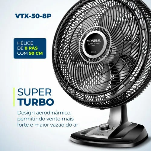 Ventilador De Mesa Mondial Vtx-50-8p Turbo 40cm 140w Loi