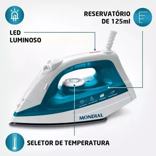 Ferro A Vapor Azul/branco 1200w F-32 Mondial Cor Azul 110v