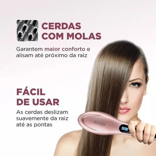 Escova Alisadora Elétrica Mondial Golden Rosê Ea-02 - Bivolt