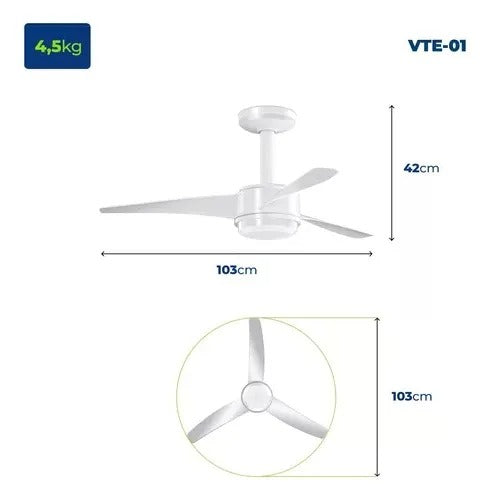 Ventilador De Teto Air Maxi Vte-01 Mondial 3 Pas 125w