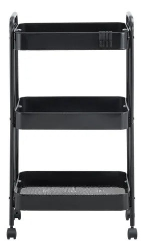 Carrinho Organizador Gala Em Metal 3 Divisórias Com Rodas