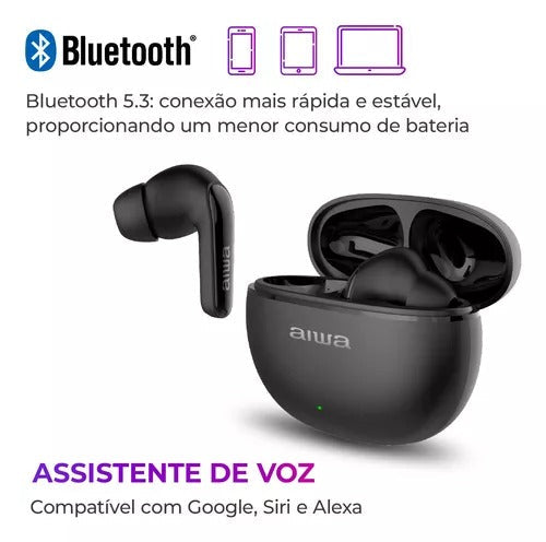 Fone De Ouvido Eardbud Aiwa Ws-eb-04-b Bluetooth Ipx4 Anc
