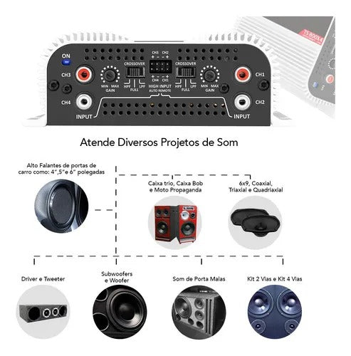 Modulo Amplificador Taramps Ts800 800w Rms 4 Canais 2 Ohms