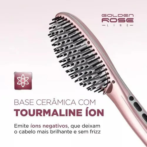 Escova Alisadora Elétrica Mondial Golden Rosê Ea-02 - Bivolt