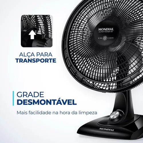 Ventilador Mondial Super Power Vsp-40-b 40cm Com 6 Pás