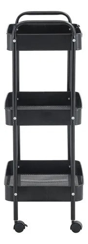 Carrinho Organizador Gala Em Metal 3 Divisórias Com Rodas