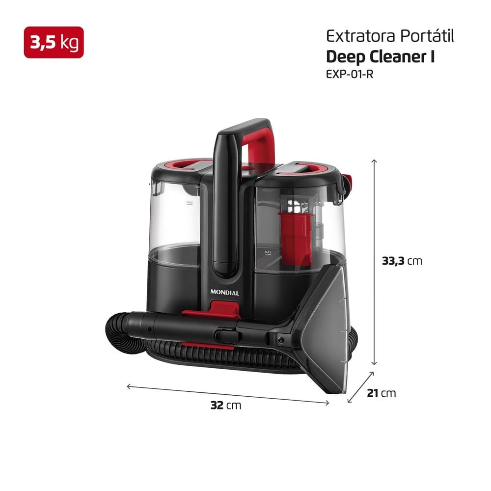Extratora e Higienizadora Mondial Portátil EXP-01-R 1650W