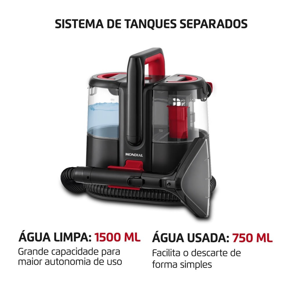 Extratora e Higienizadora Mondial Portátil EXP-01-R 1650W