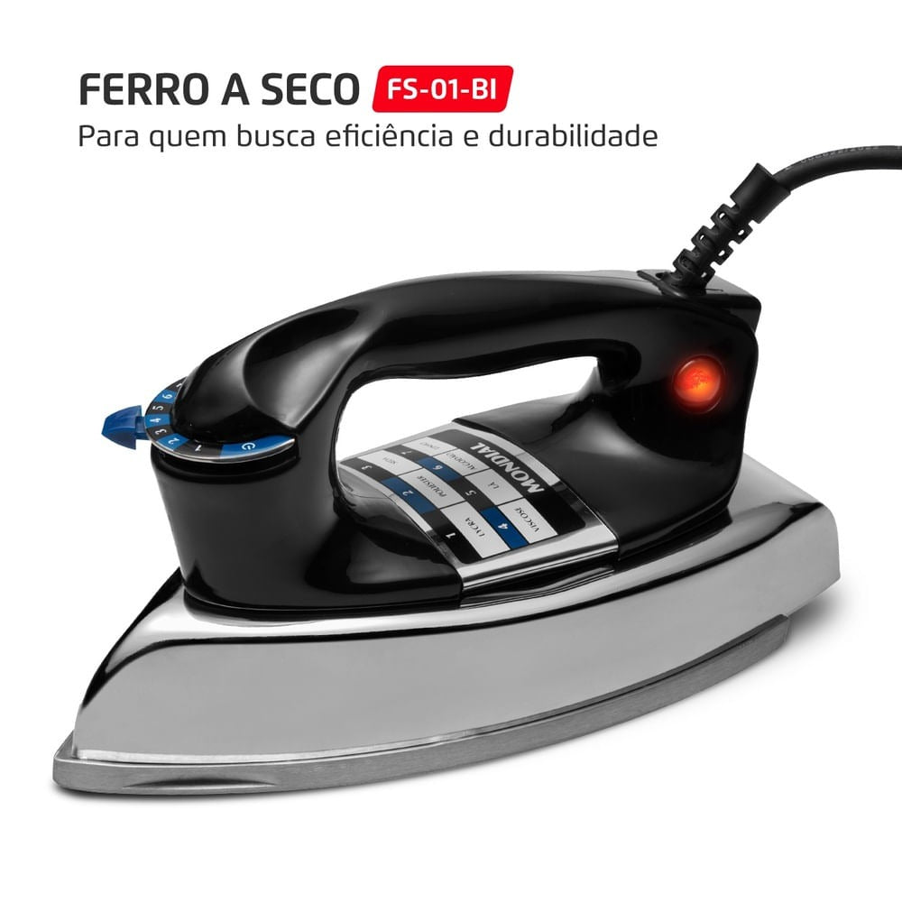 Ferro de Passa Roupa a Seco FS-01-BI Mondial 1250W