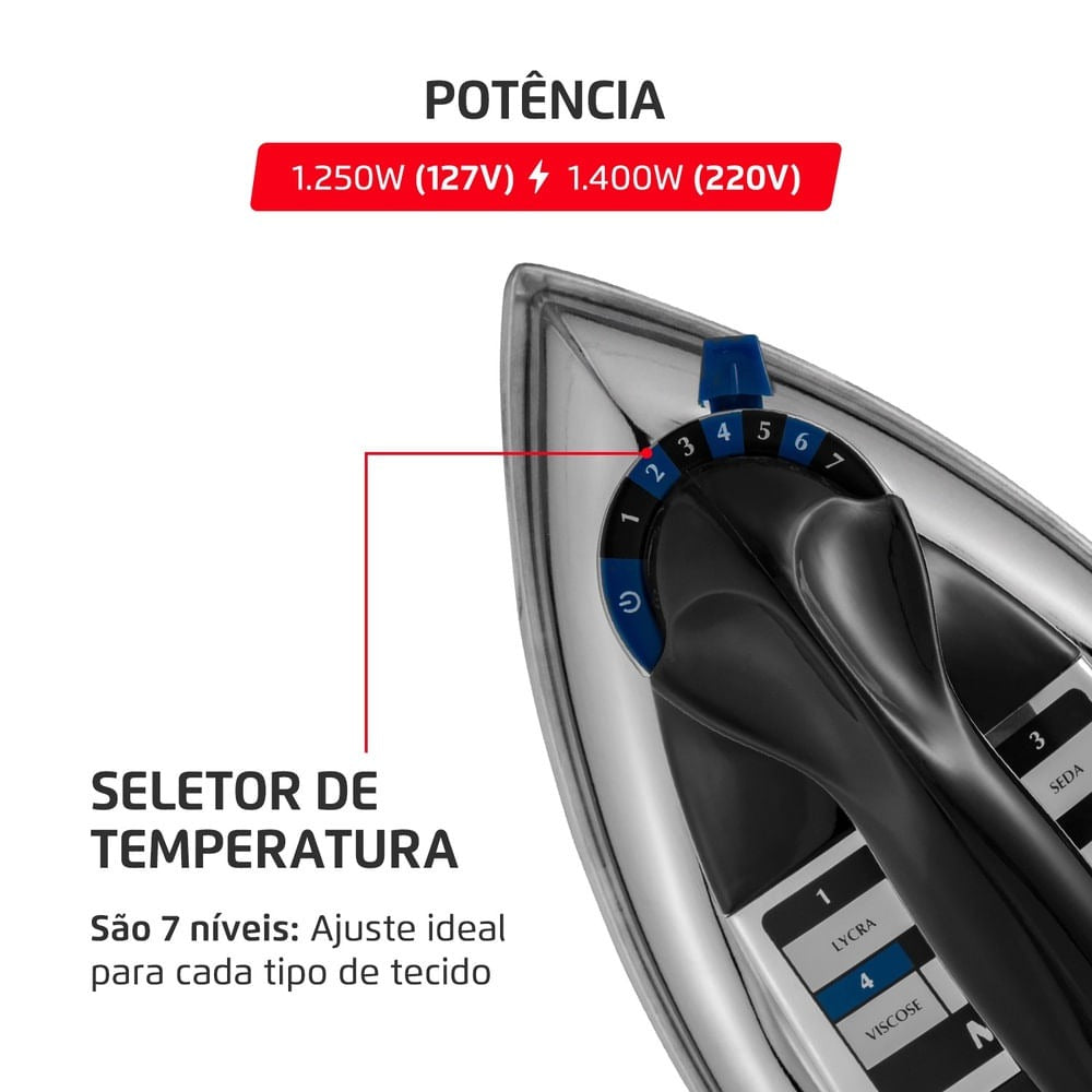 Ferro de Passa Roupa a Seco FS-01-BI Mondial 1250W