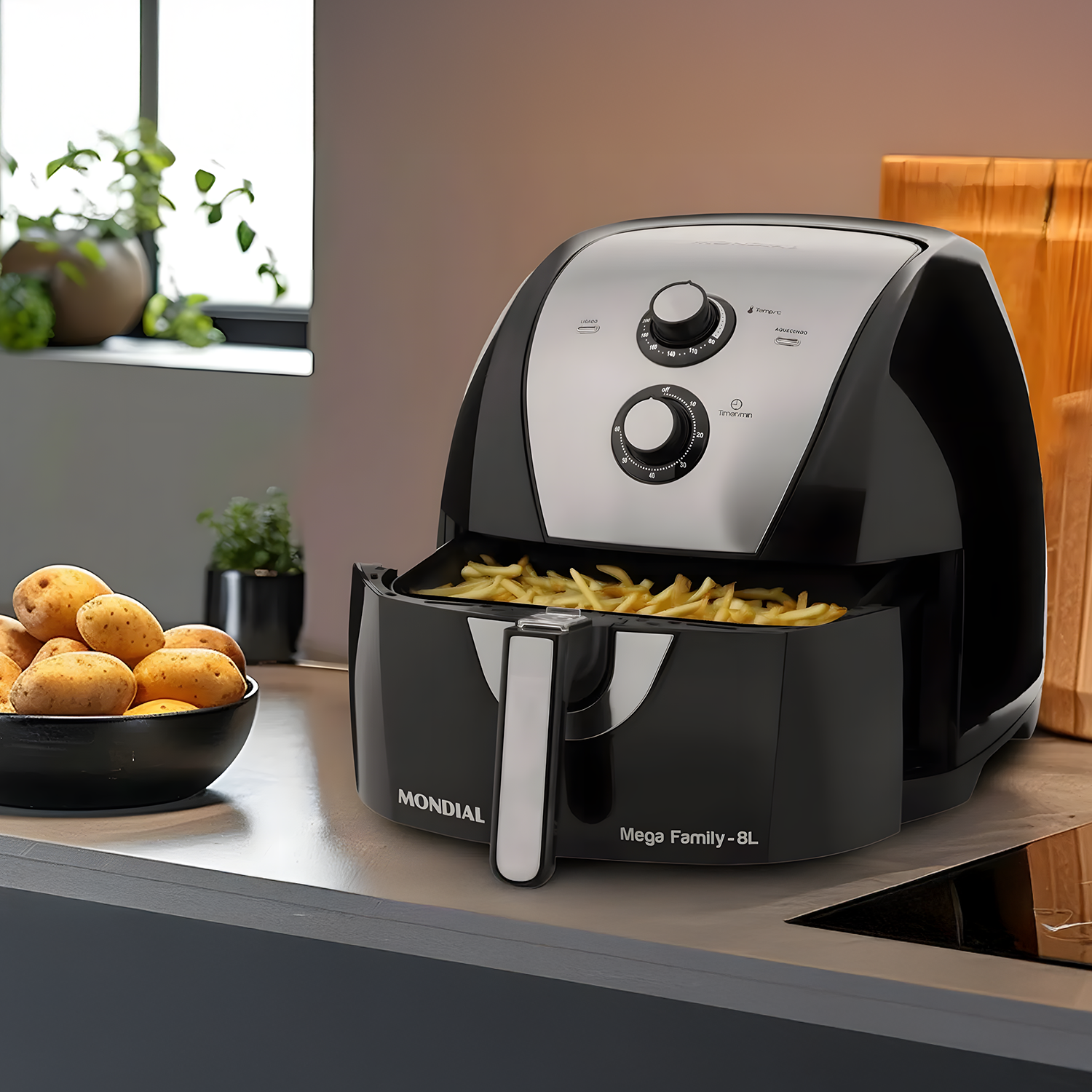 Fritadeira Eletrica Air Fryer Mondial AFN‑80‑BI 8L 1900W