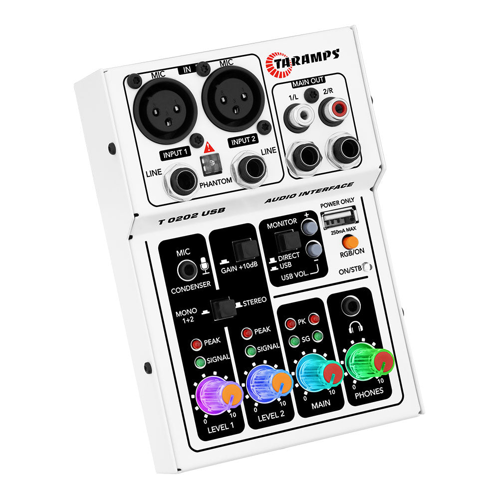 Mesa de Som Interface de Áudio Taramps T0202 2 Canais RGB