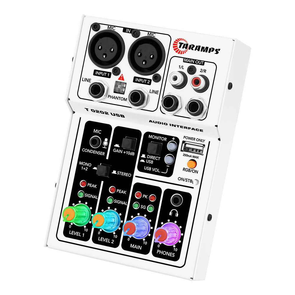 Mesa de Som Interface de Áudio Taramps T0202 2 Canais RGB