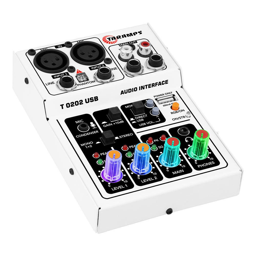 Mesa de Som Interface de Áudio Taramps T0202 2 Canais RGB
