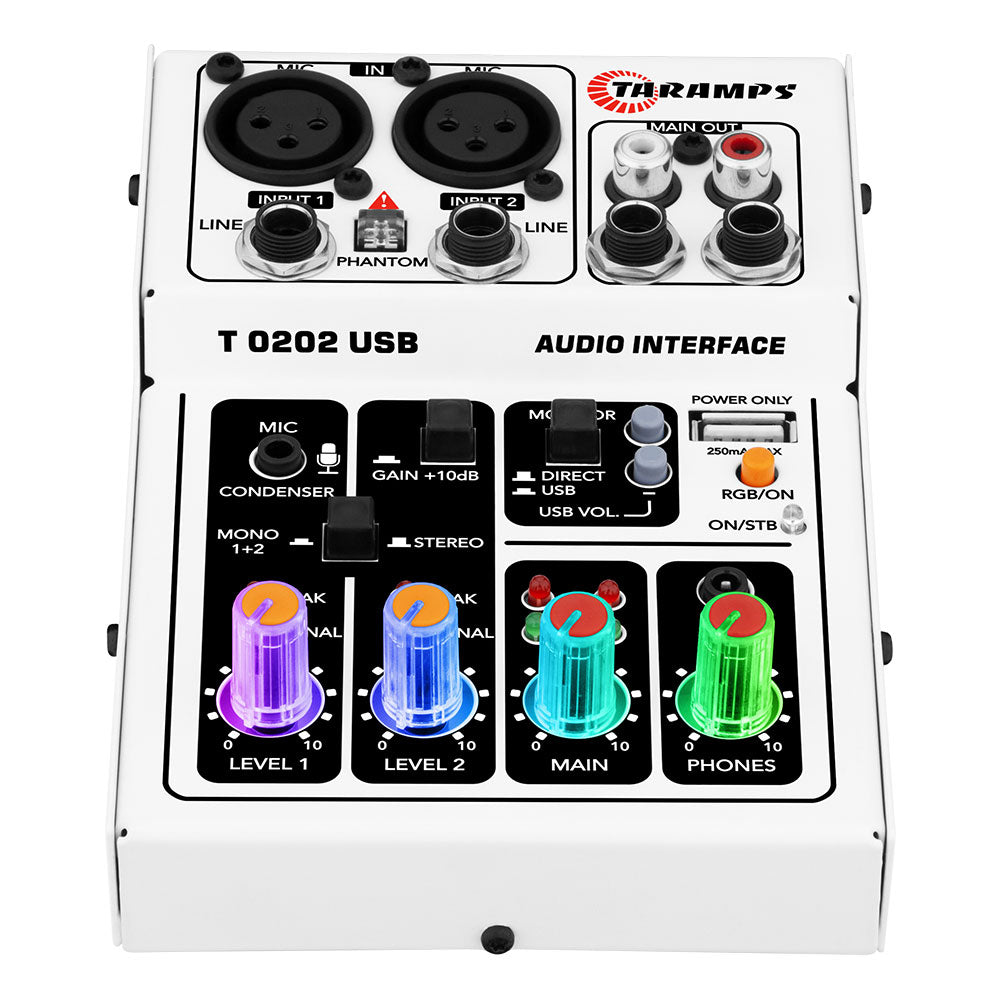 Mesa de Som Interface de Áudio Taramps T0202 2 Canais RGB