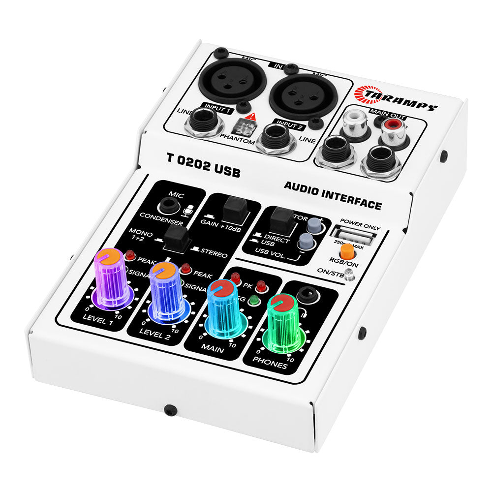 Mesa de Som Interface de Áudio Taramps T0202 2 Canais RGB