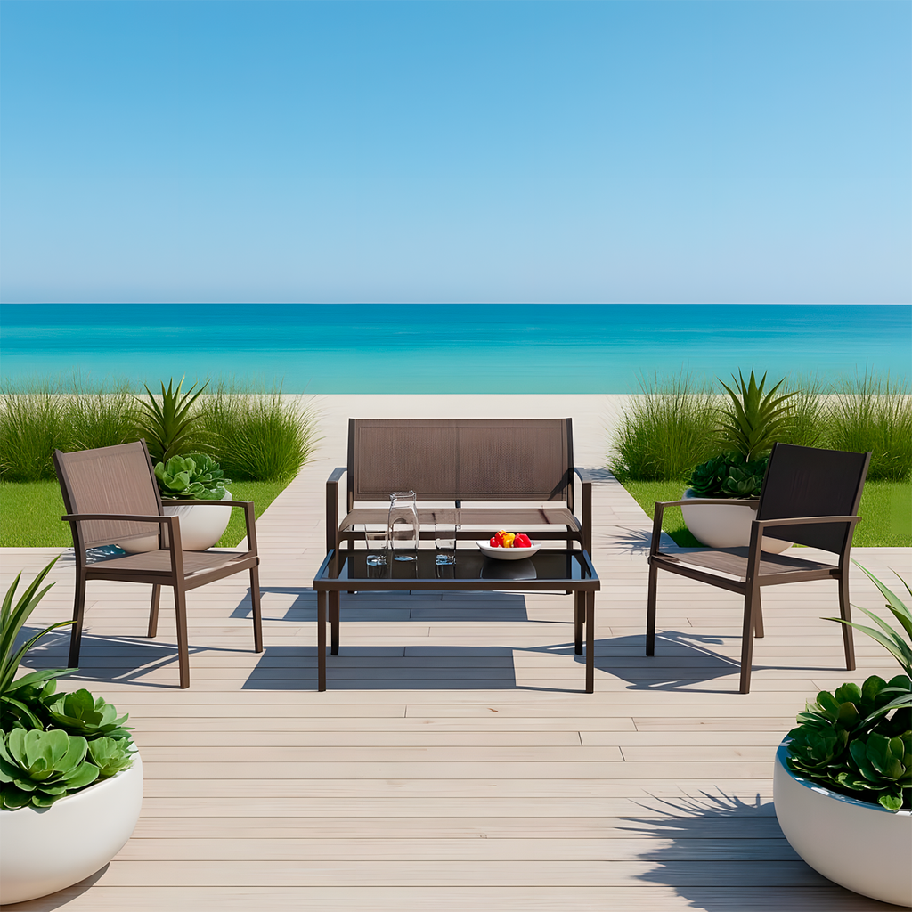 Conjunto Terraço Relax 4 Peças Estrutura Aço Área Externa