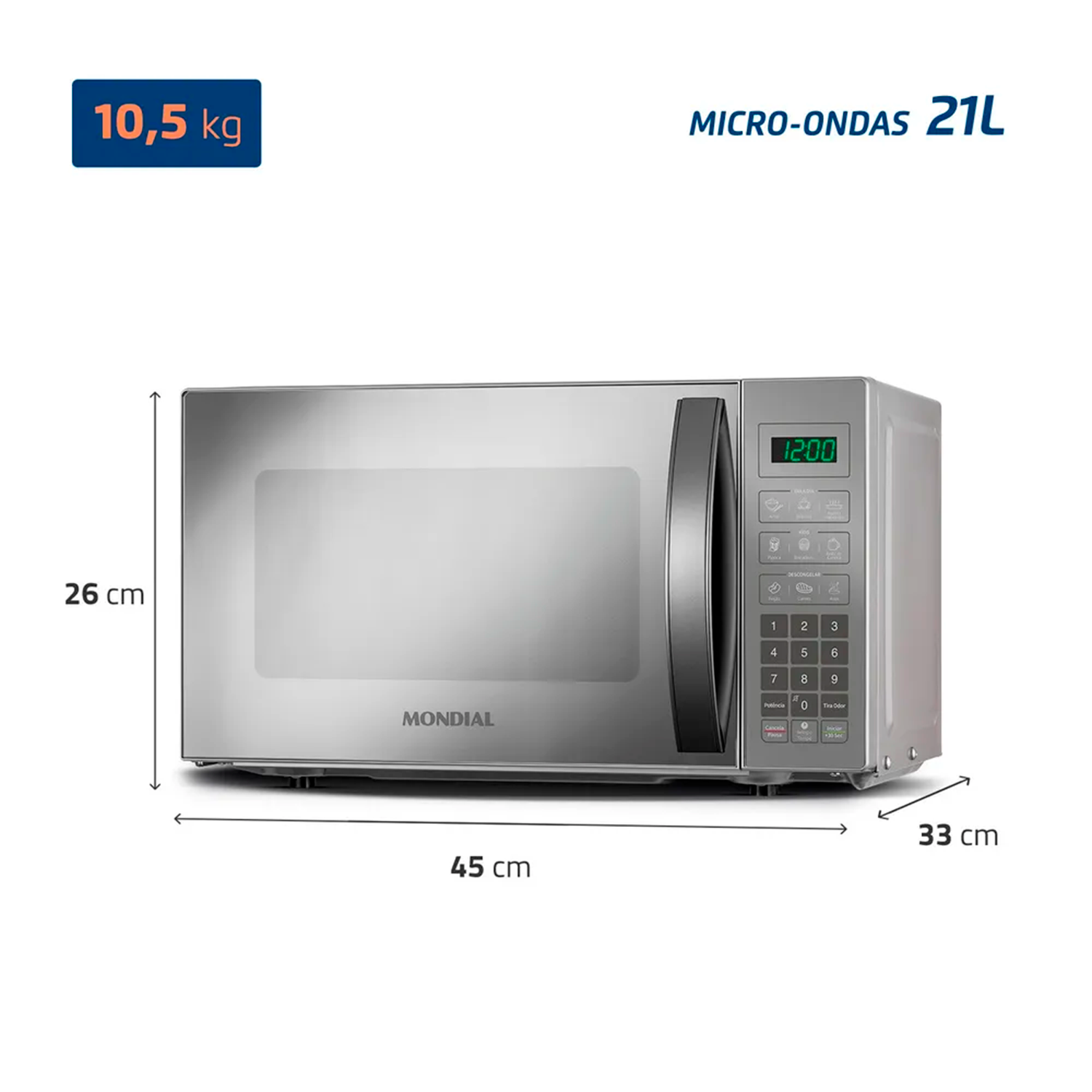 Micro-ondas Mondial Mo-01-21-e 1200w 21 Litros