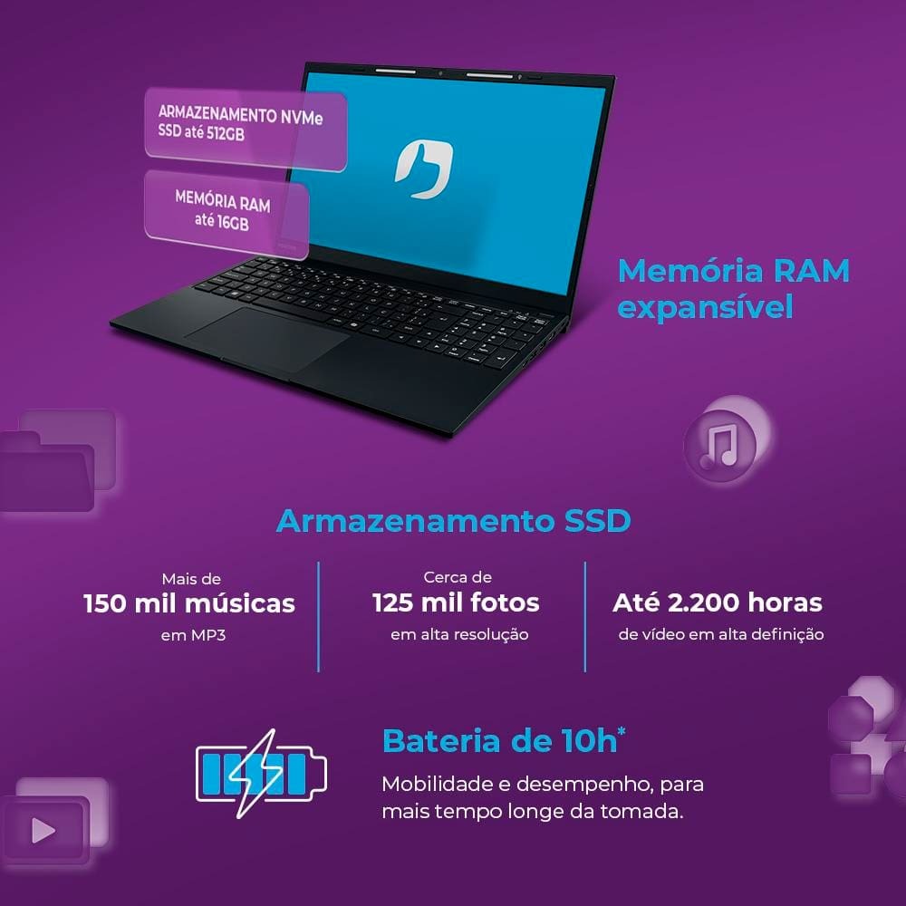 Notebook Positivo Vision I38512C15 Core 3 8GB Ram 512GB 15,6"