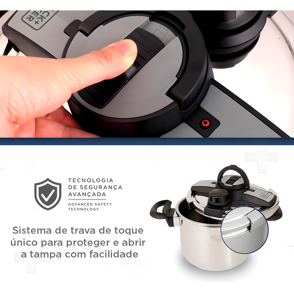 Panela Pressão Black Decker Inox 6L Pro Fechamento Externo